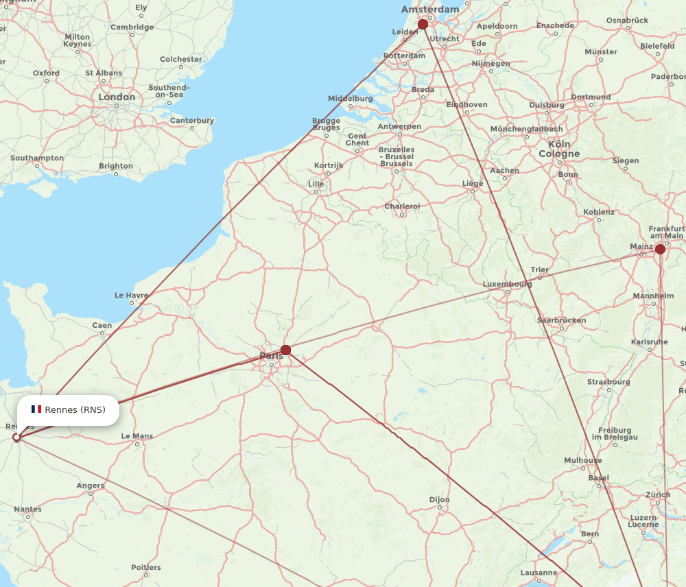 RNS-MXP flight routes