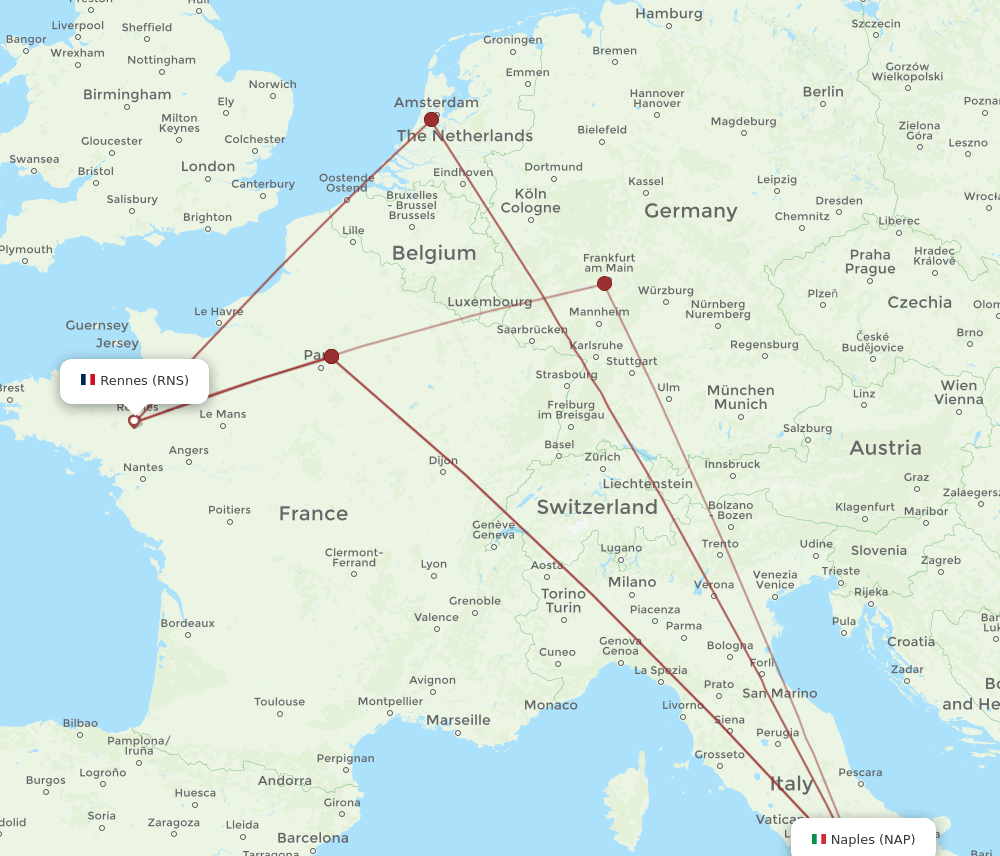 RNS-NAP flight routes