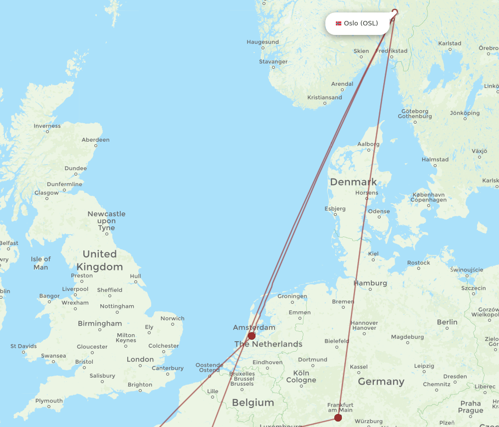 RNS-OSL flight routes
