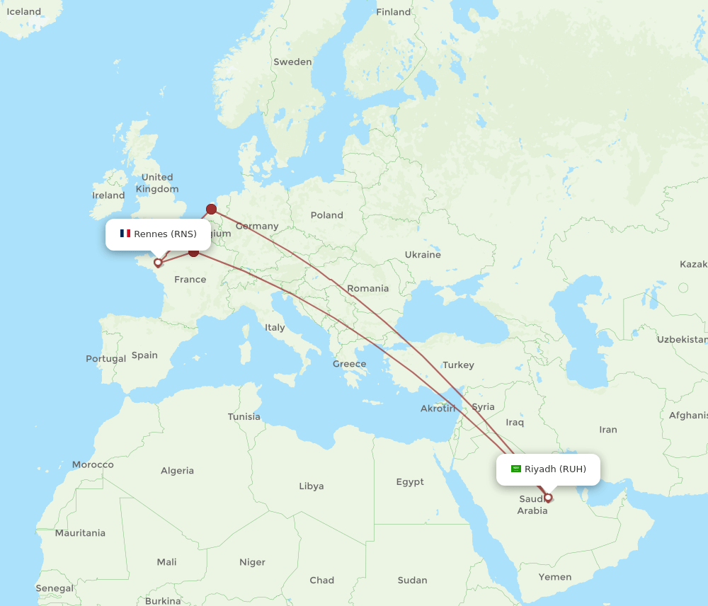 RNS-RUH flight routes