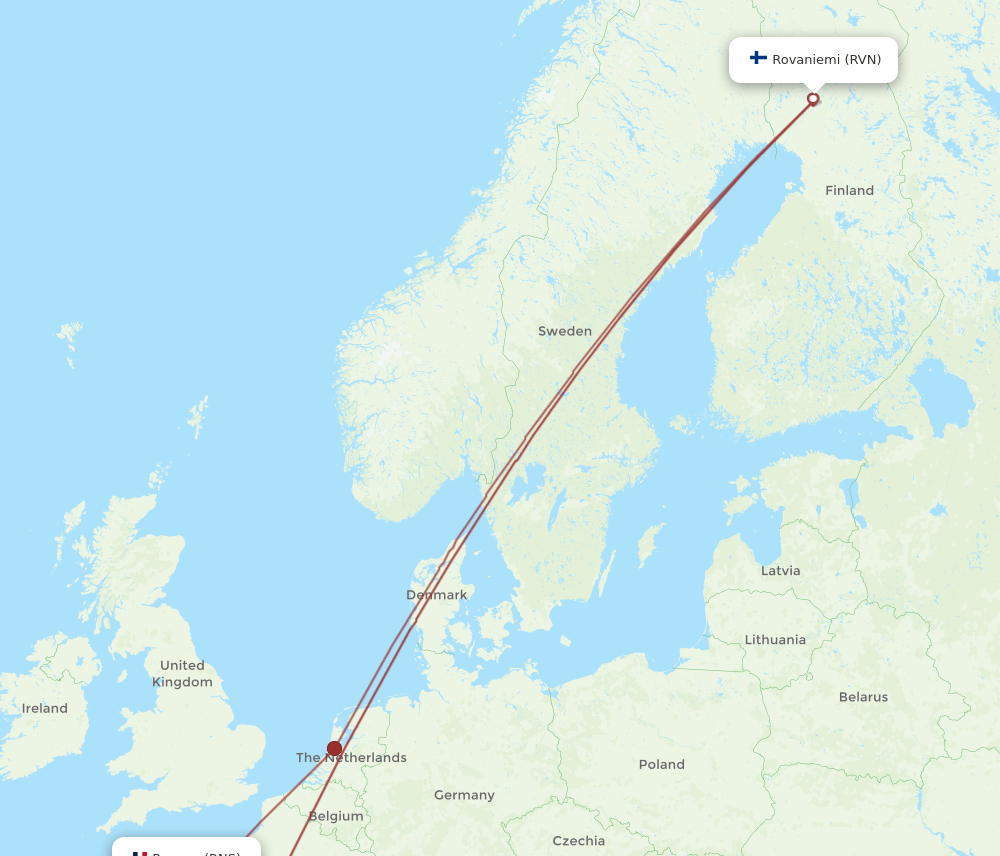 RNS-RVN flight routes