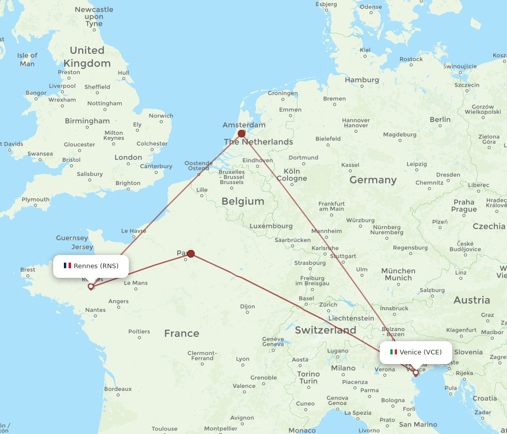 RNS-VCE flight routes