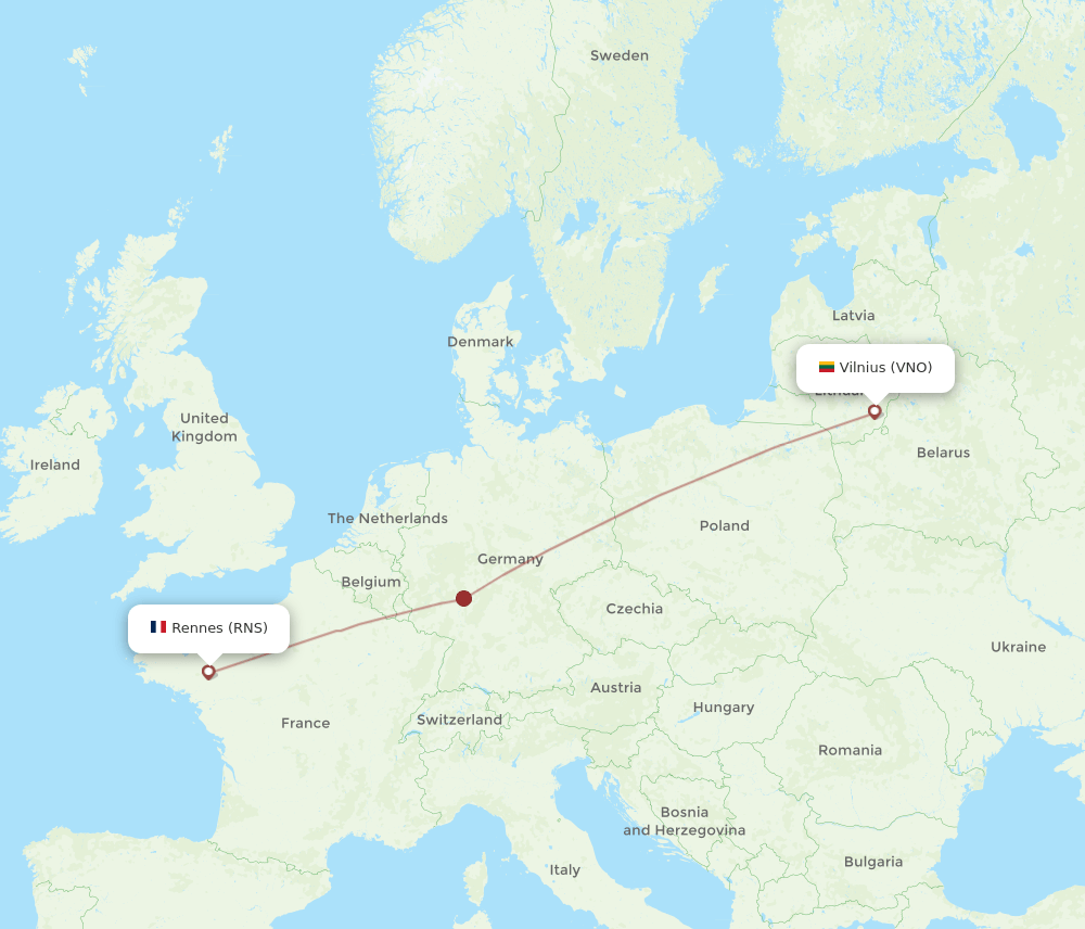 RNS to VNO flights and routes map