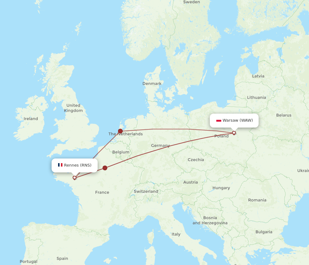 RNS-WAW flight routes