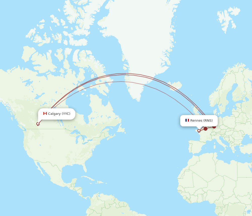 YYC to RNS flights and routes map