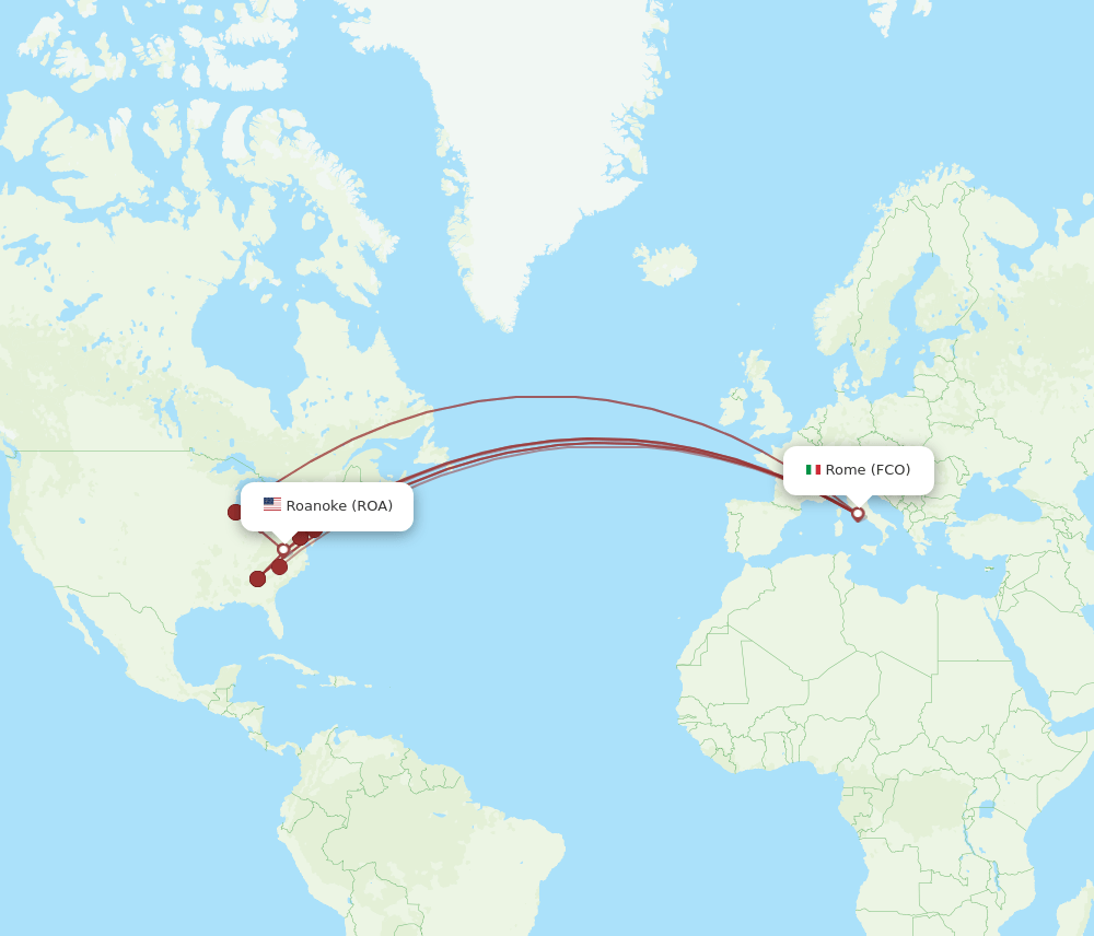 ROA-FCO flight routes