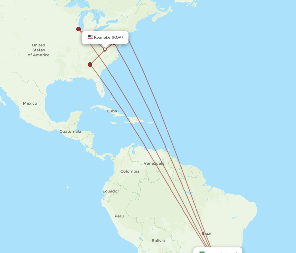 ROA-GRU flight routes