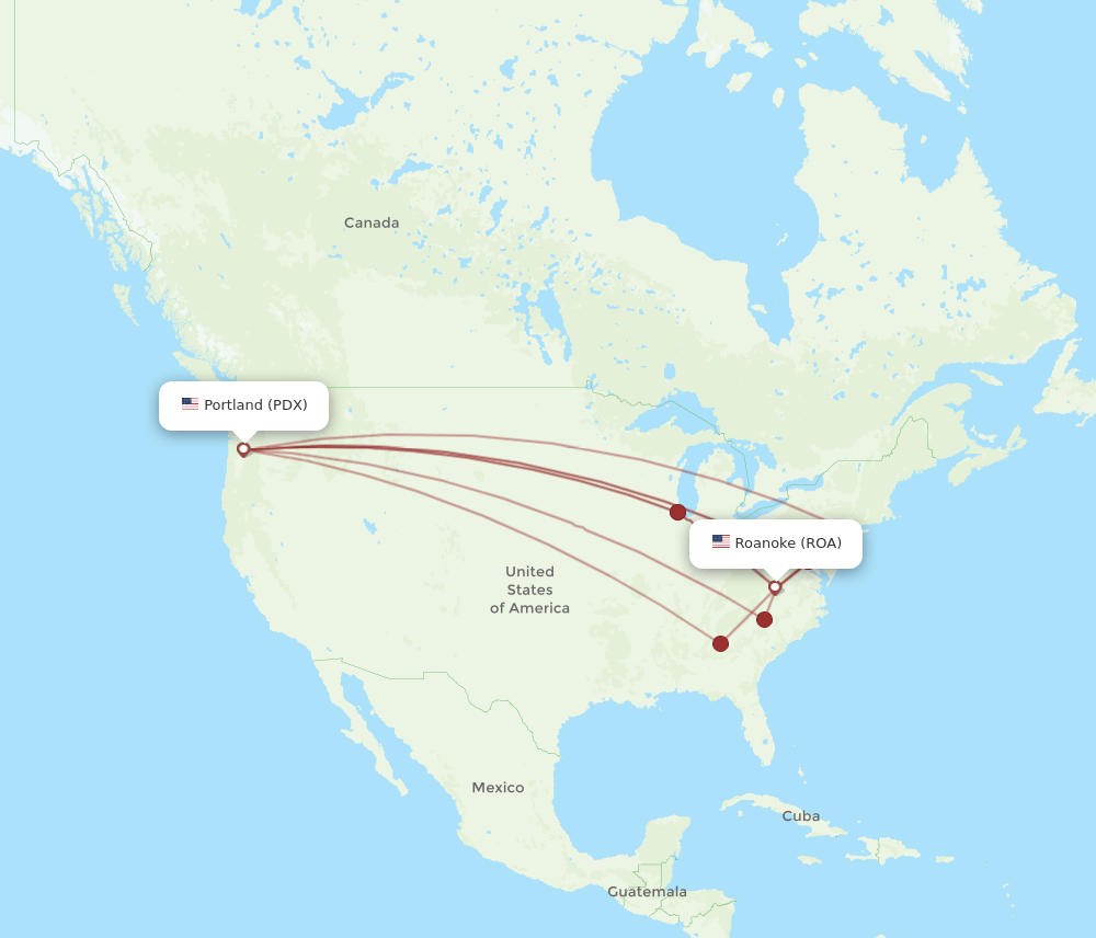 ROA-PDX flight routes