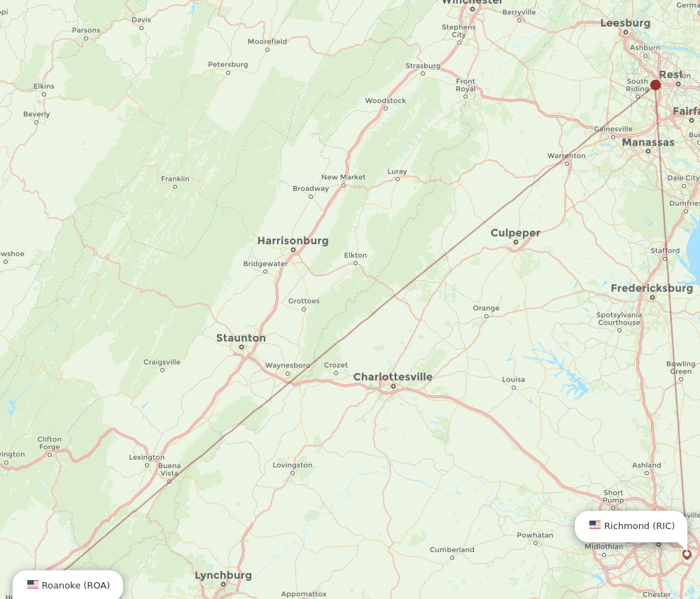 ROA-RIC flight routes