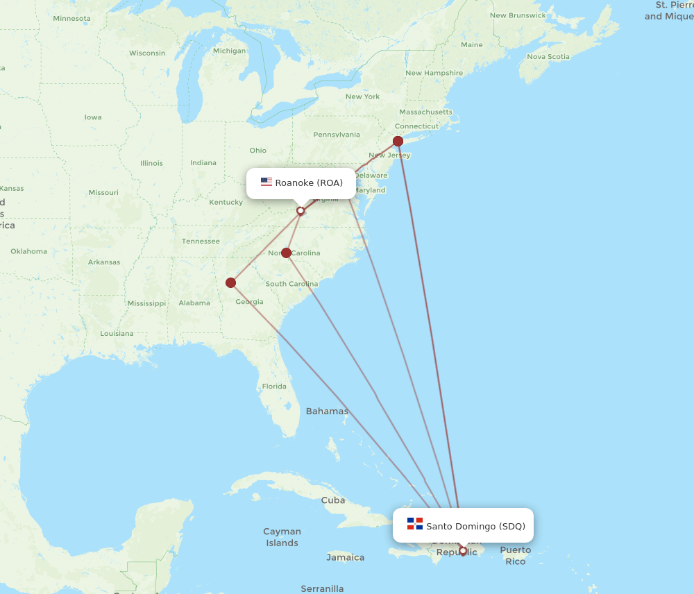 ROA-SDQ flight routes