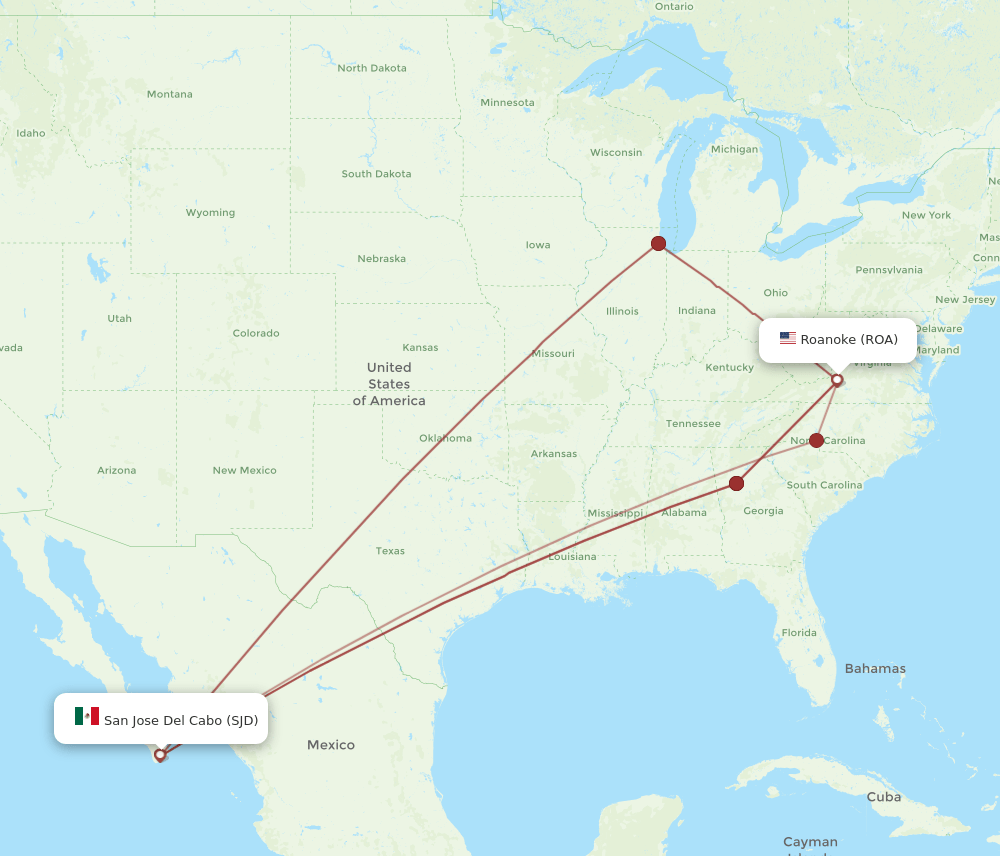 ROA-SJD flight routes