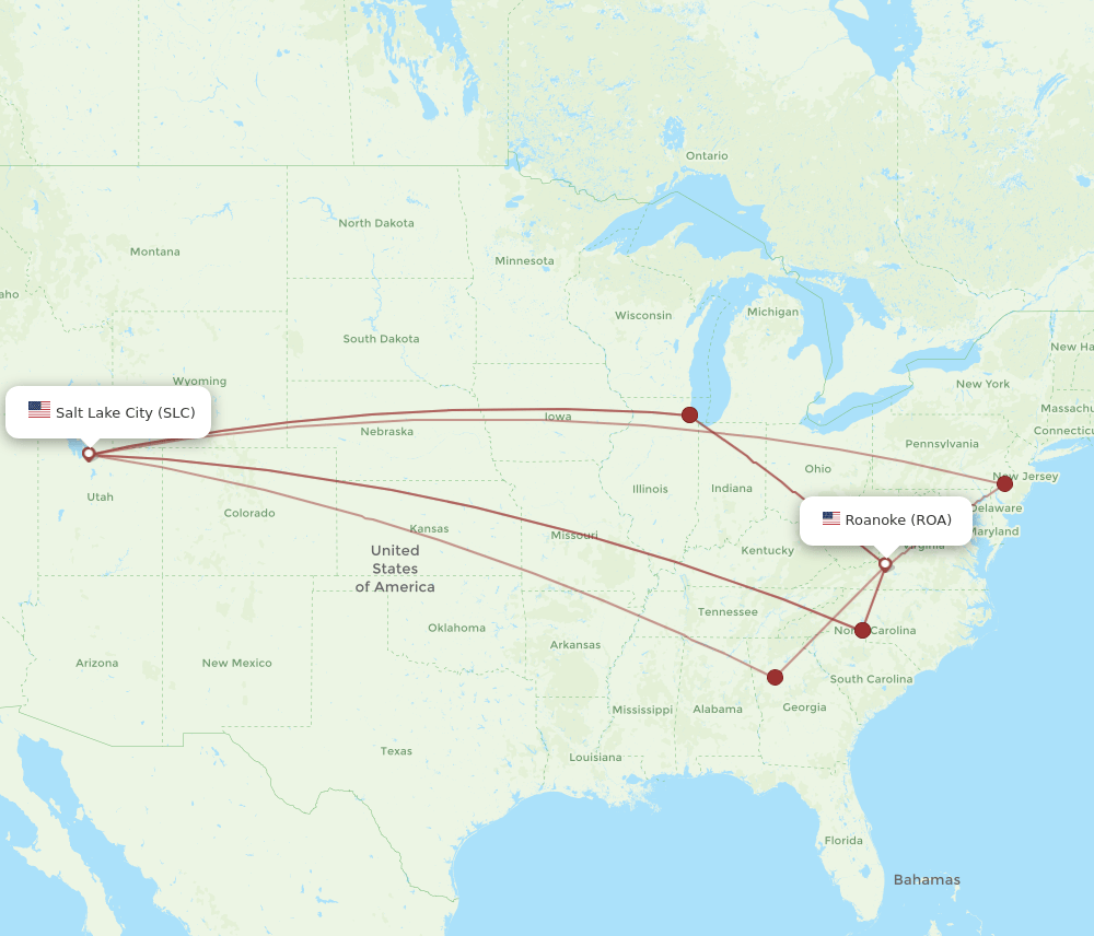 ROA-SLC flight routes