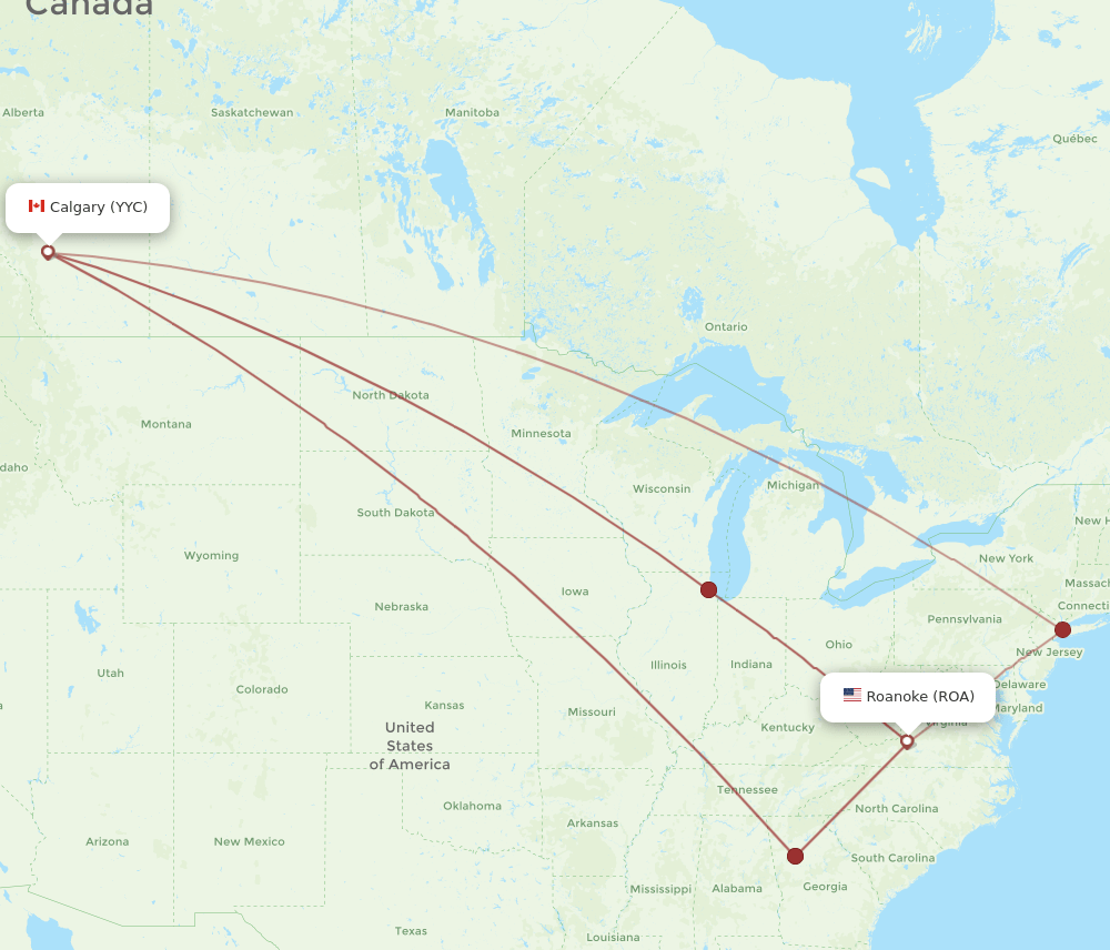 ROA-YYC flight routes