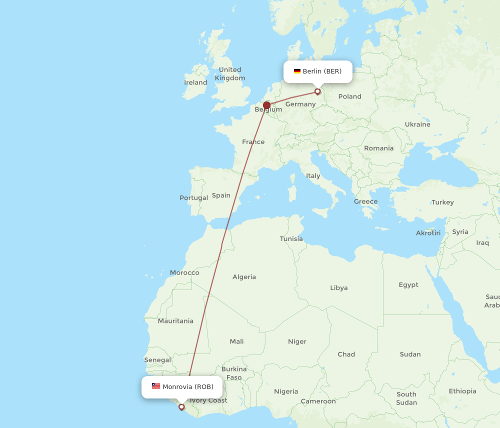 BER to ROB flights and routes map