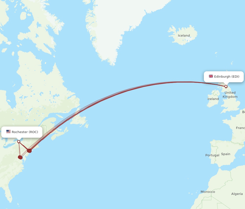 ROC-EDI flight routes