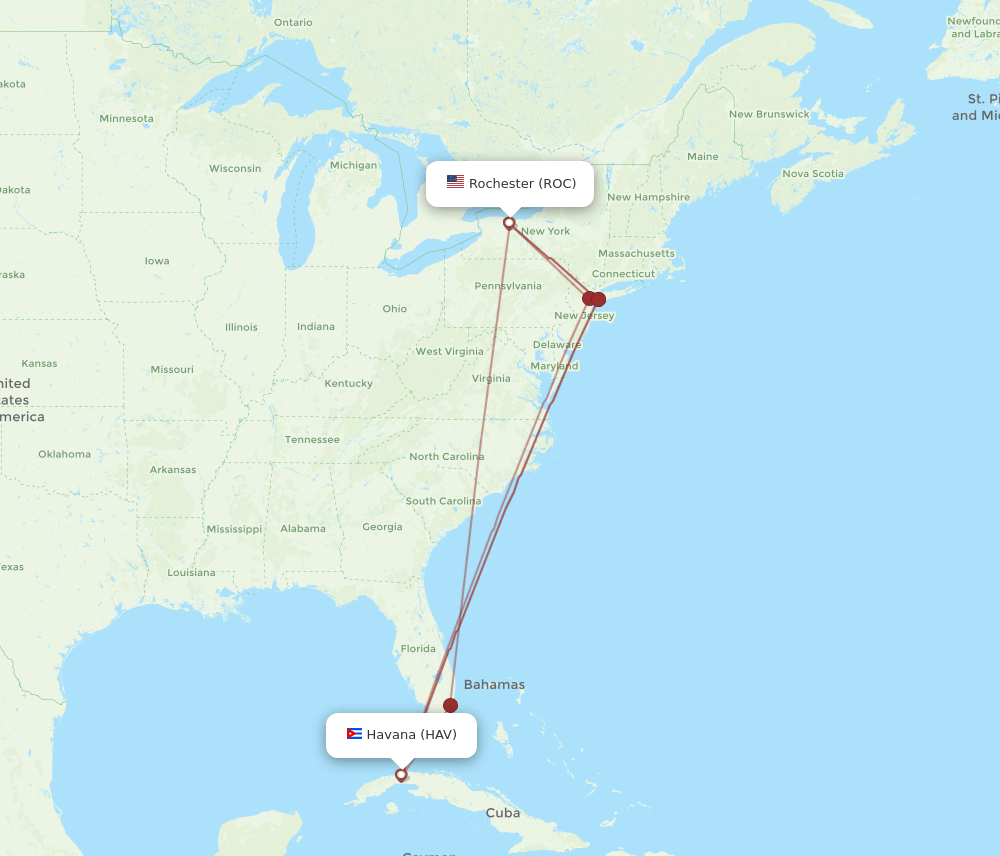 ROC-HAV flight routes