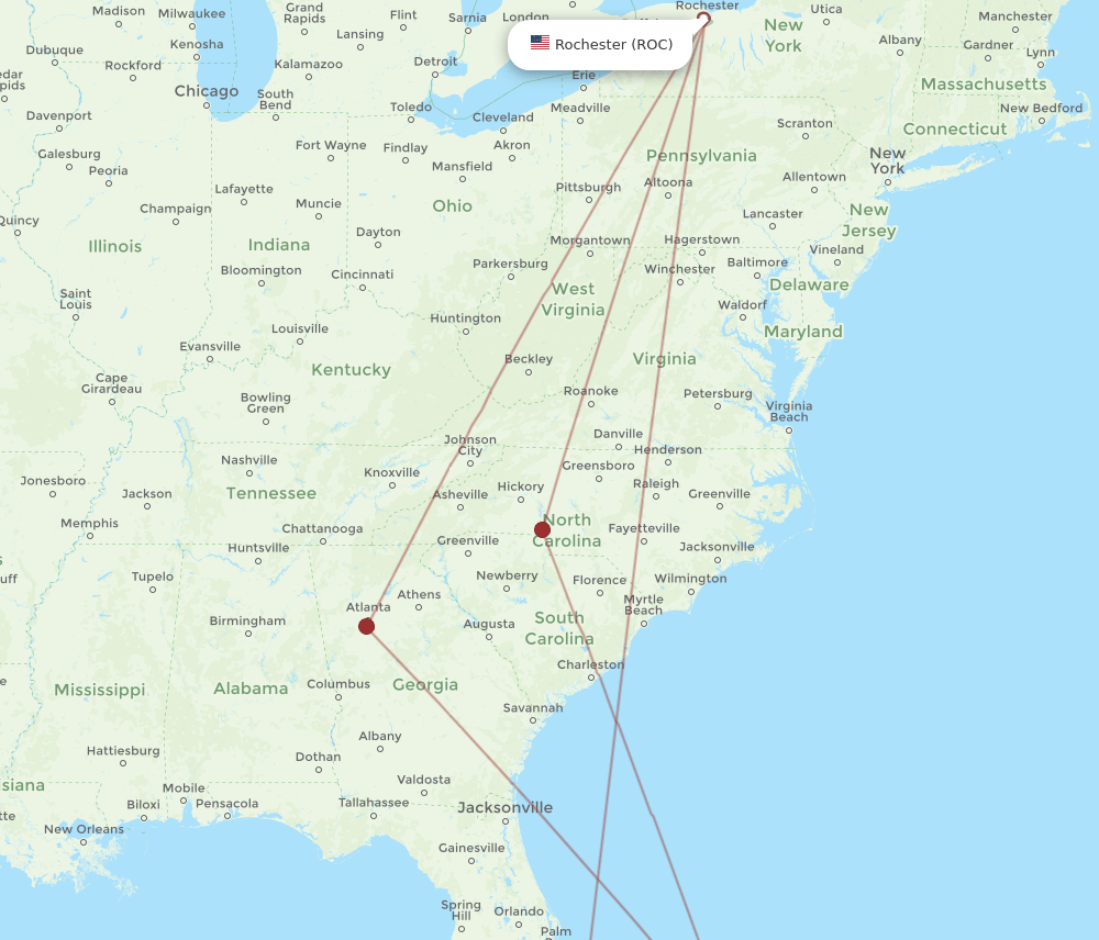 ROC to MHH flights and routes map