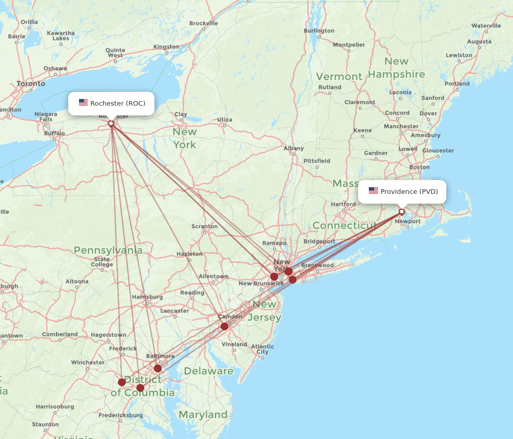 ROC-PVD flight routes