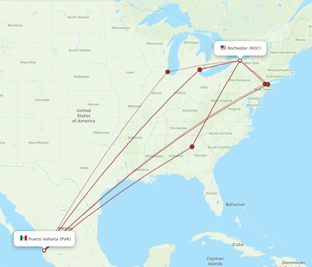 ROC-PVR flight routes