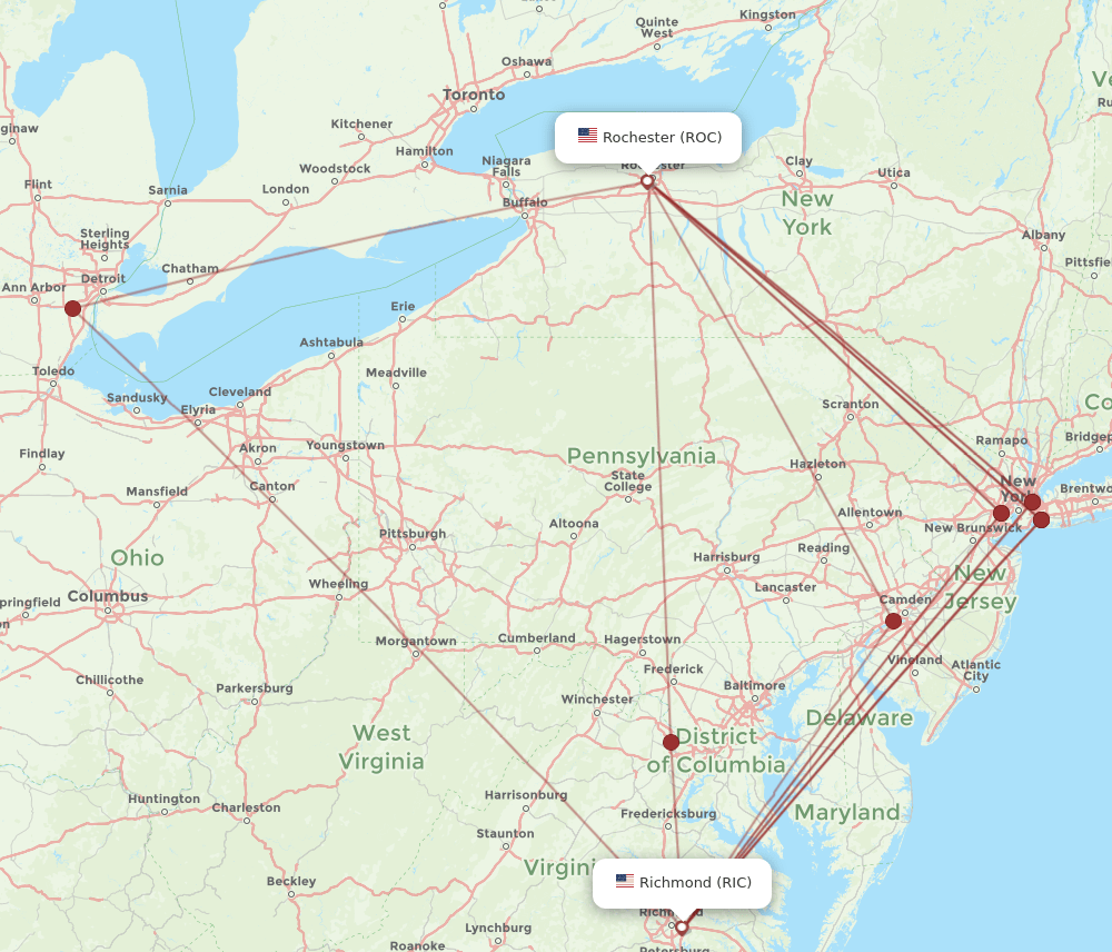 ROC-RIC flight routes