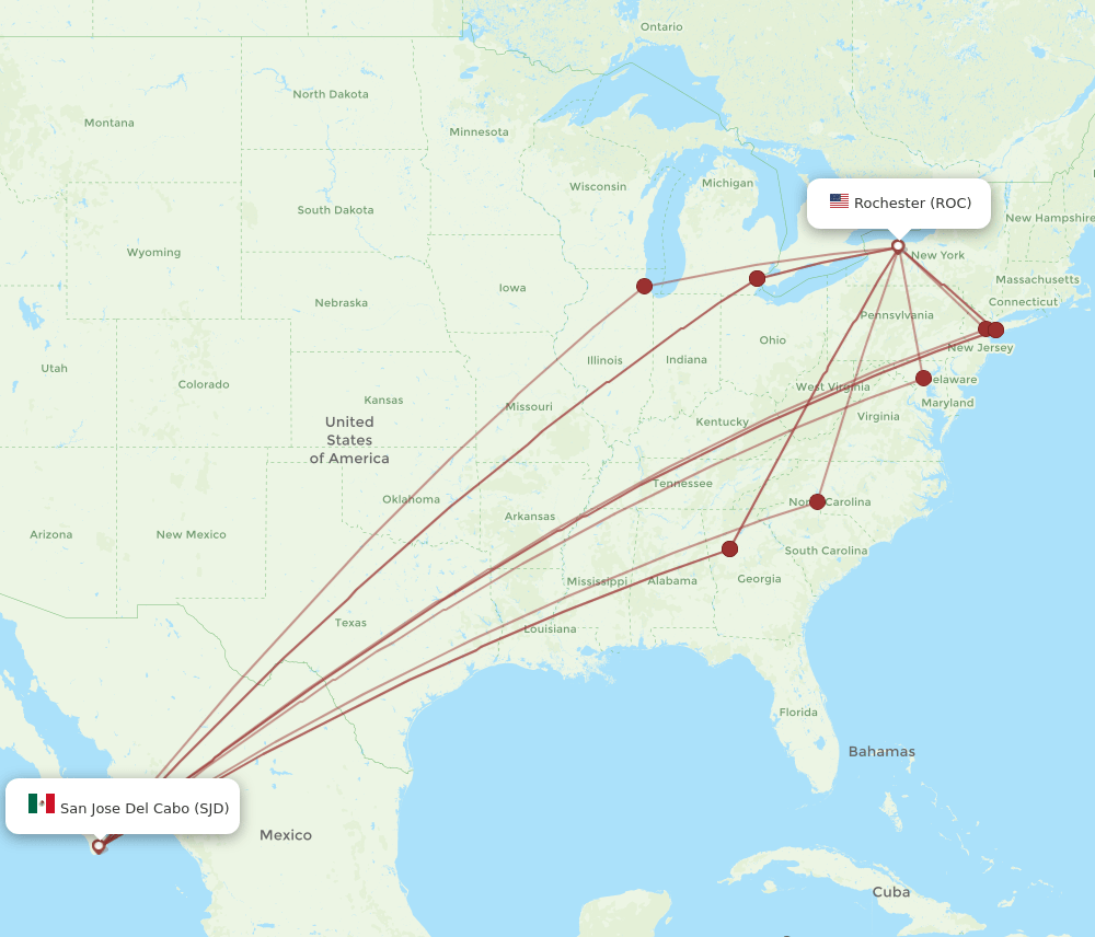 ROC-SJD flight routes
