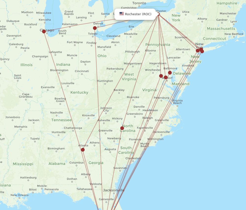 ROC-SRQ flight routes