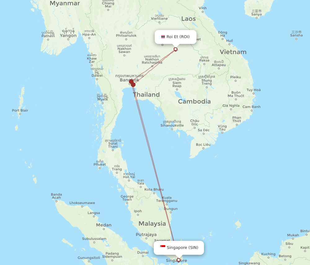 ROI to SIN flights and routes map