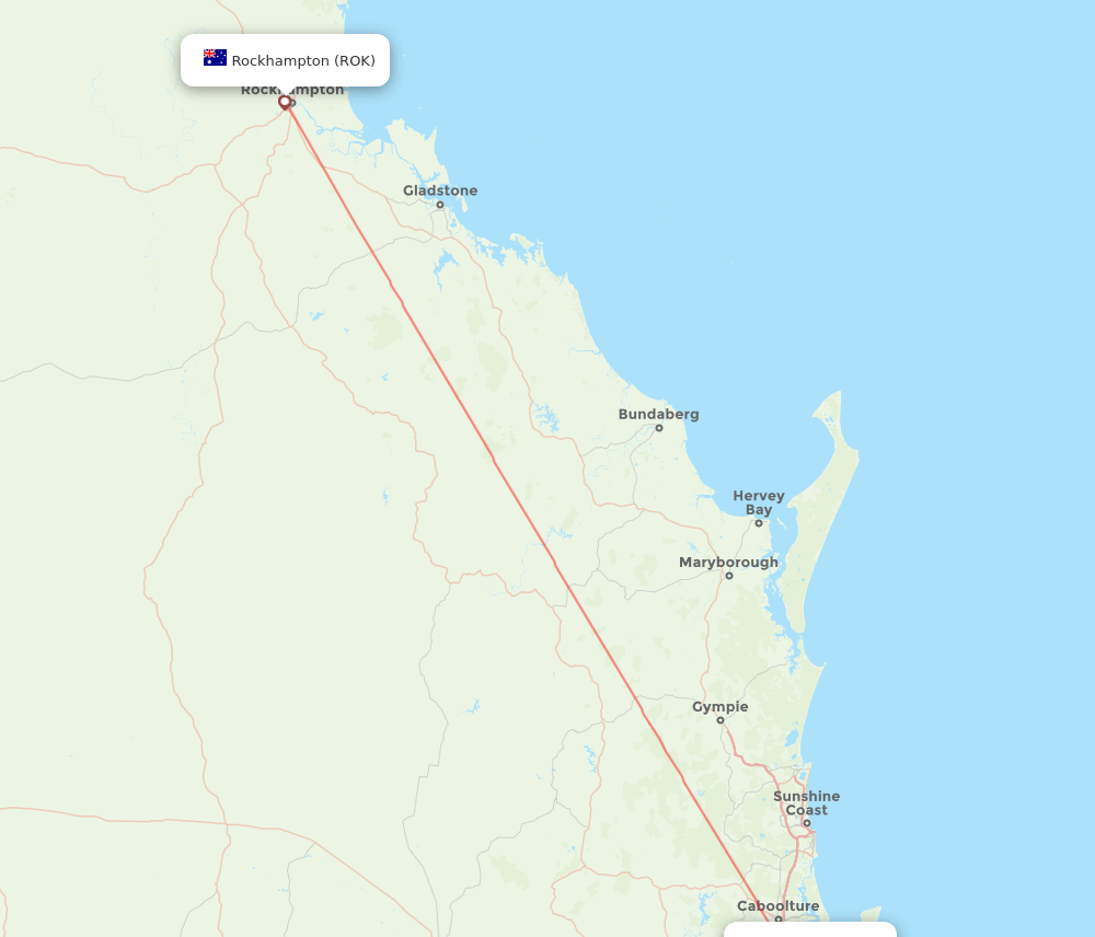 ROK to BNE flights and routes map