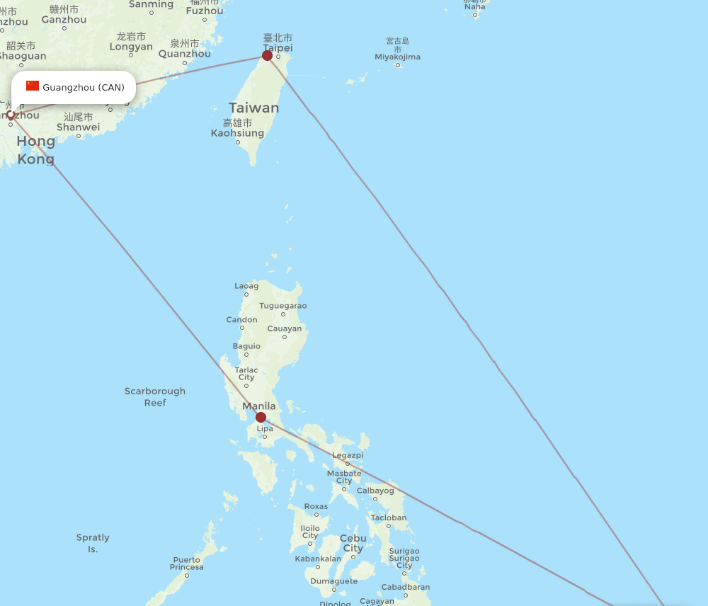 CAN to ROR flights and routes map