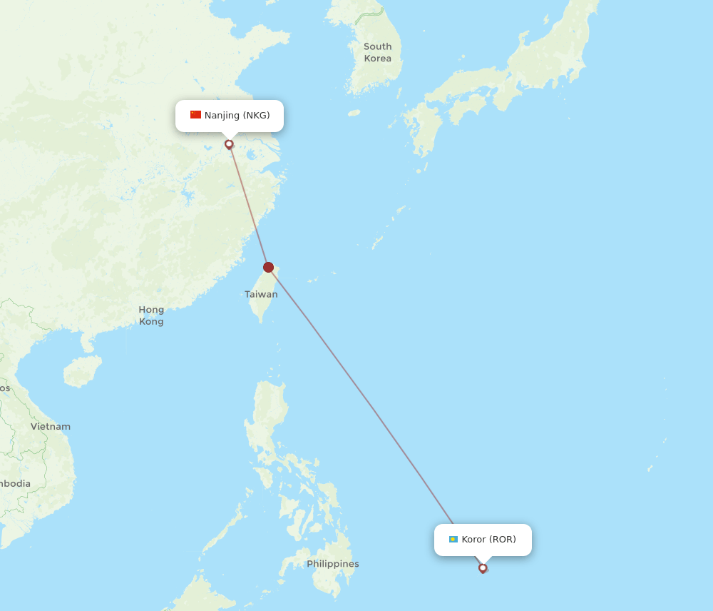 NKG to ROR flights and routes map
