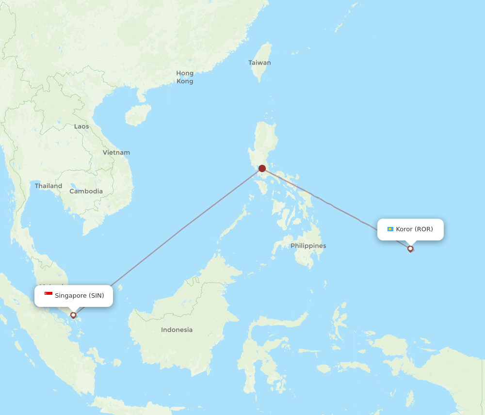 ROR to SIN flights and routes map