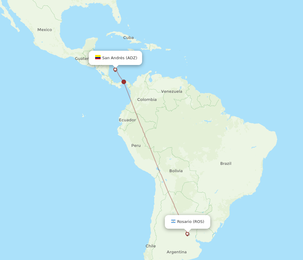 ROS to ADZ flights and routes map
