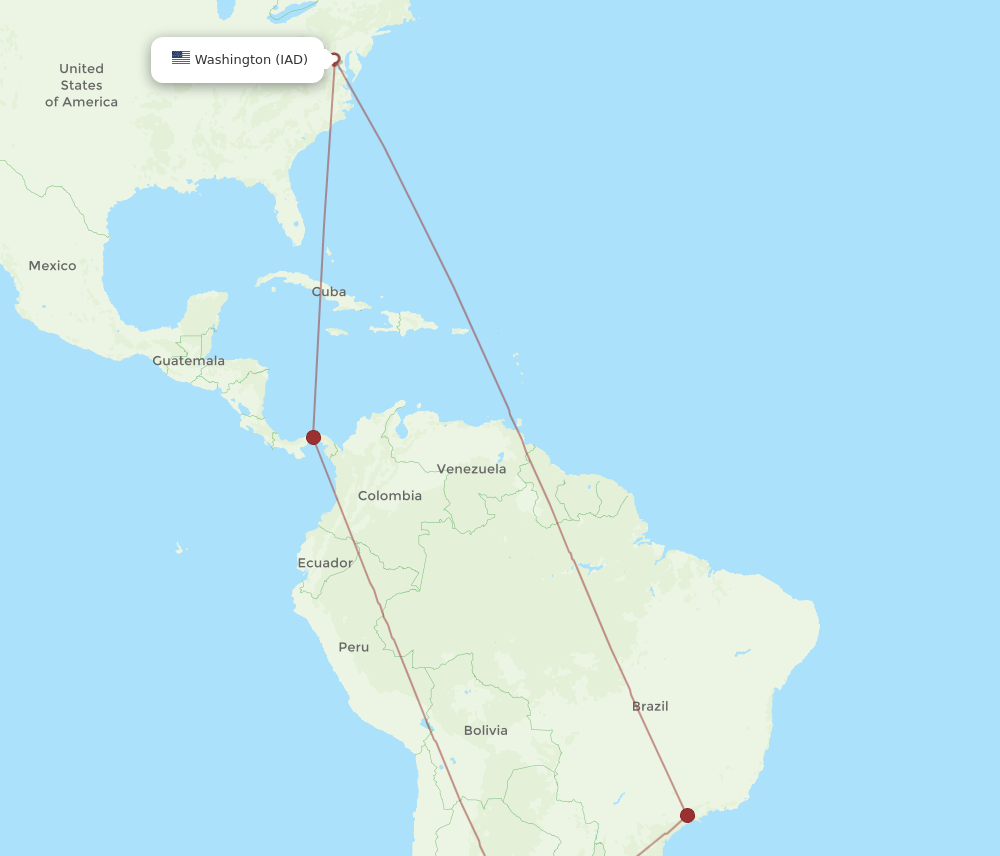 ROS-IAD flight routes