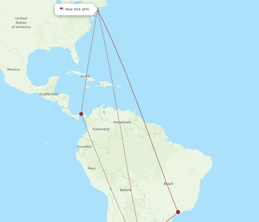 ROS-JFK flight routes