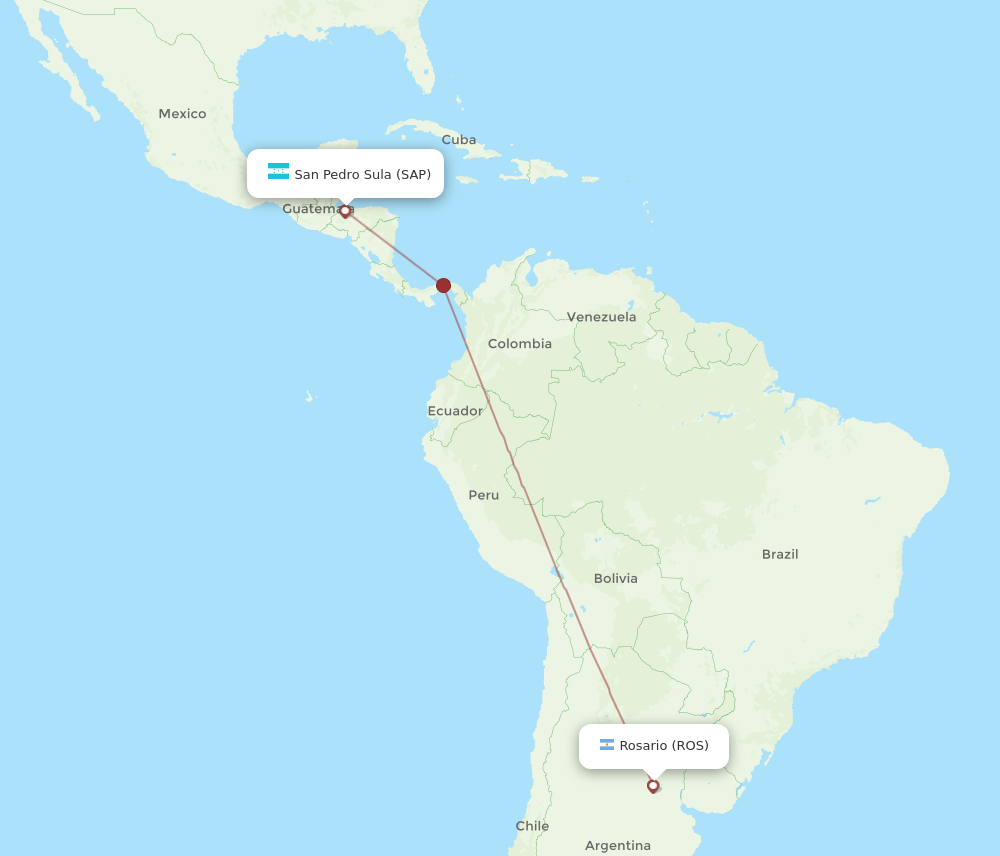 SAP to ROS flights and routes map