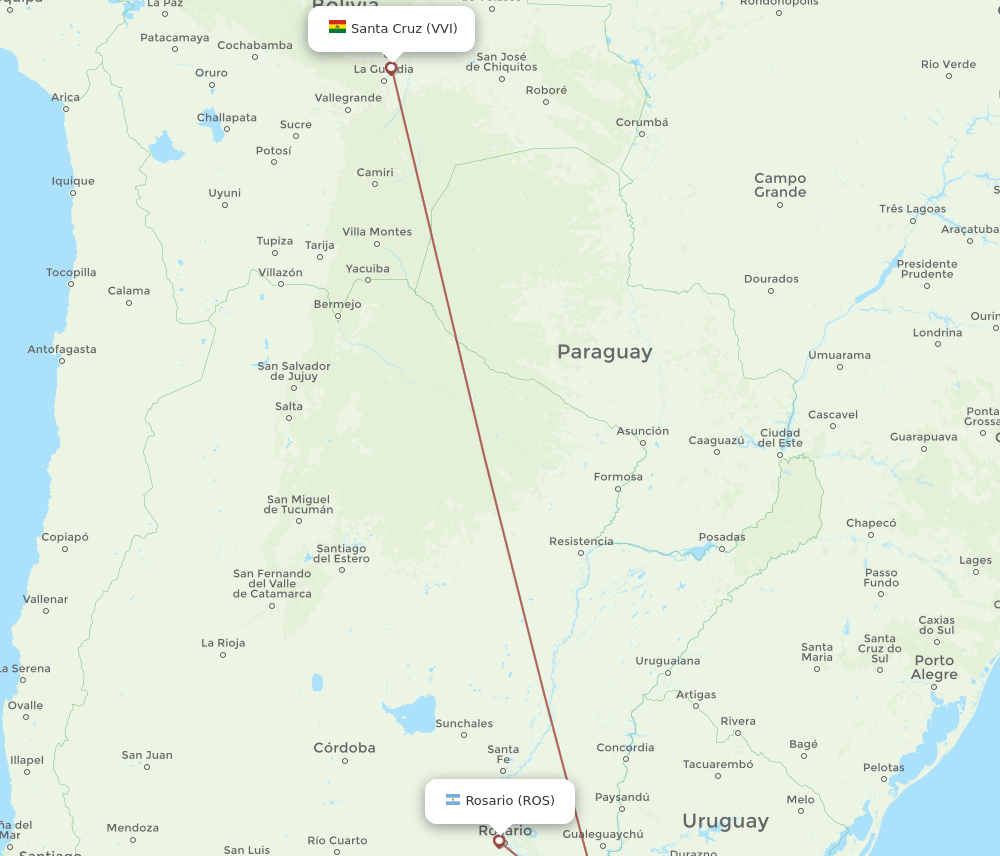 ROS to VVI flights and routes map