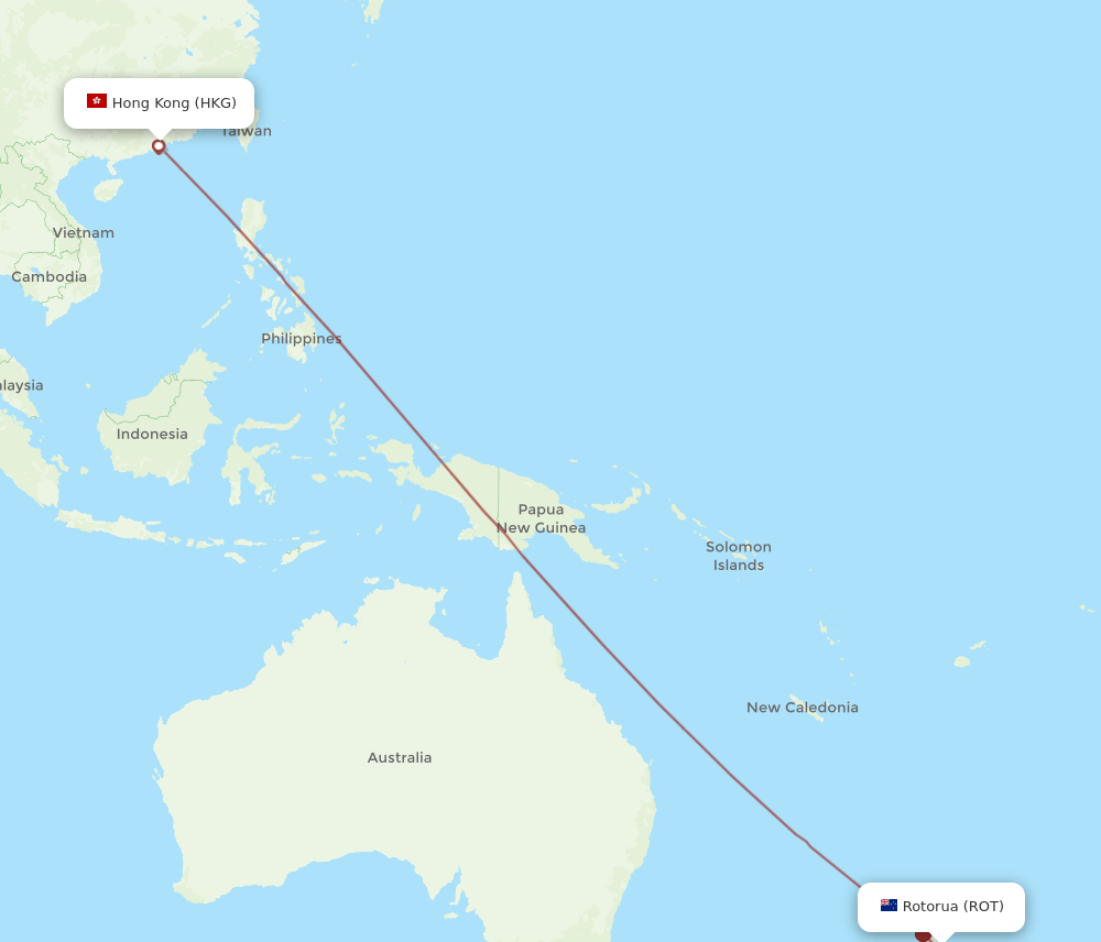 ROT-HKG flight routes