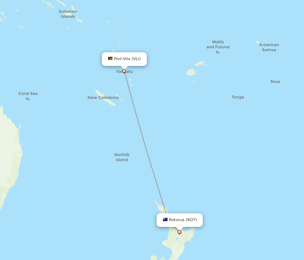 ROT to VLI flights and routes map
