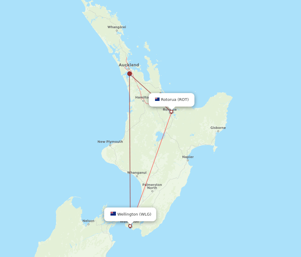 ROT-WLG flight routes