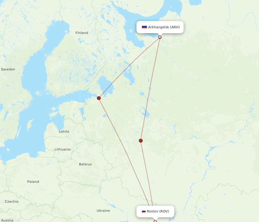 ROV to ARH flights and routes map