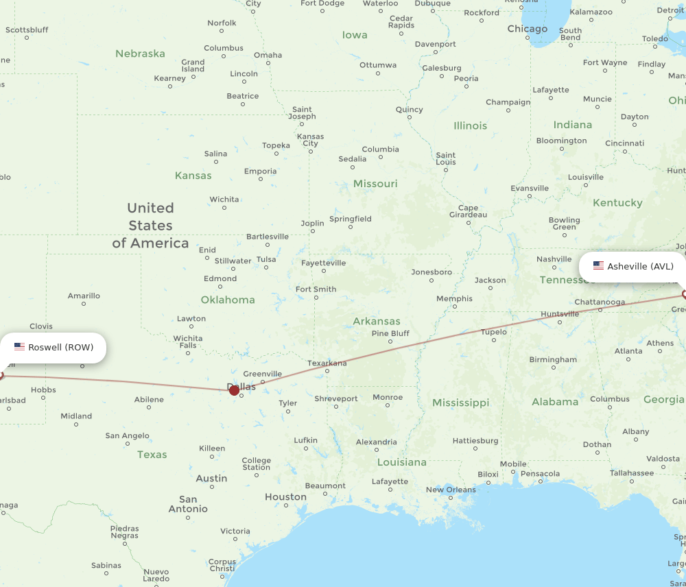 ROW-AVL flight routes