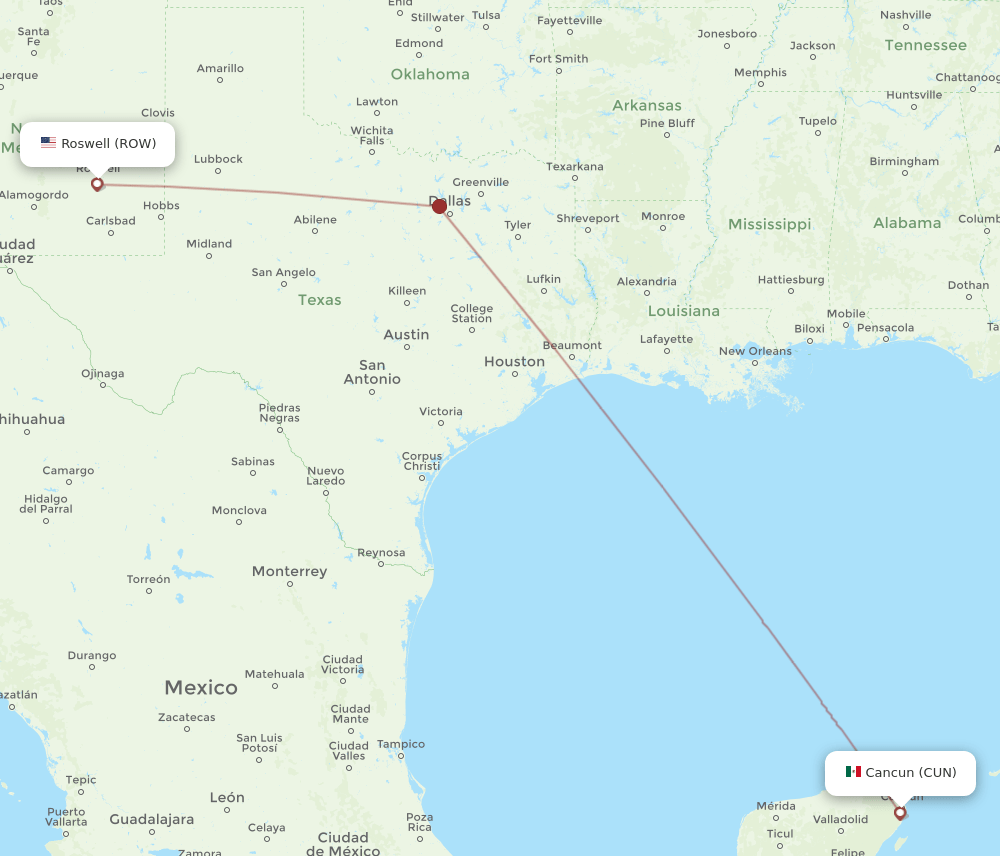 ROW-CUN flight routes