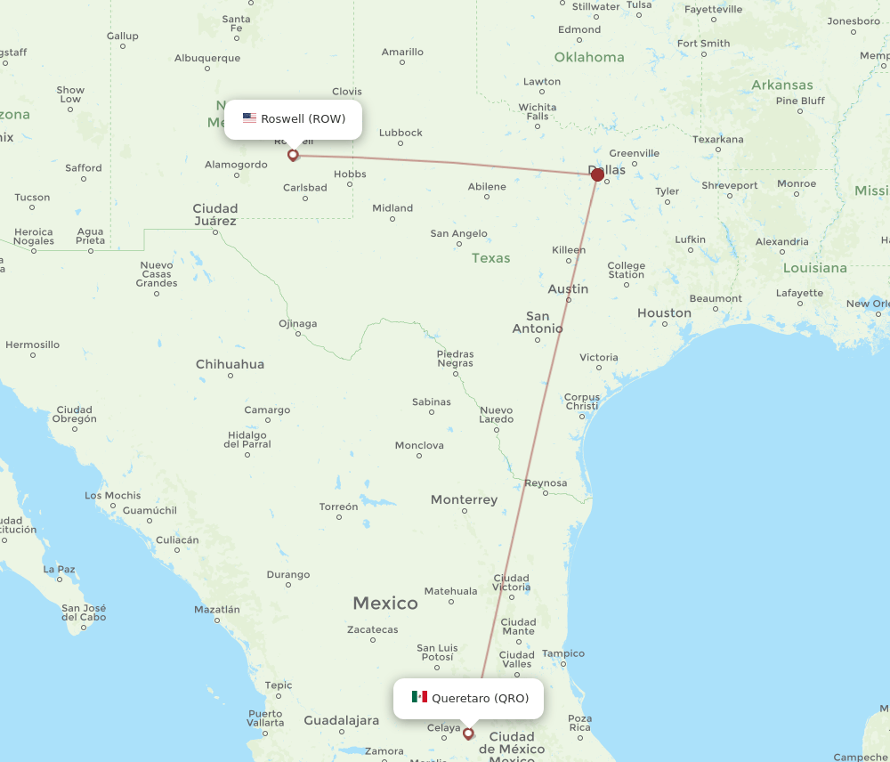 ROW-QRO flight routes