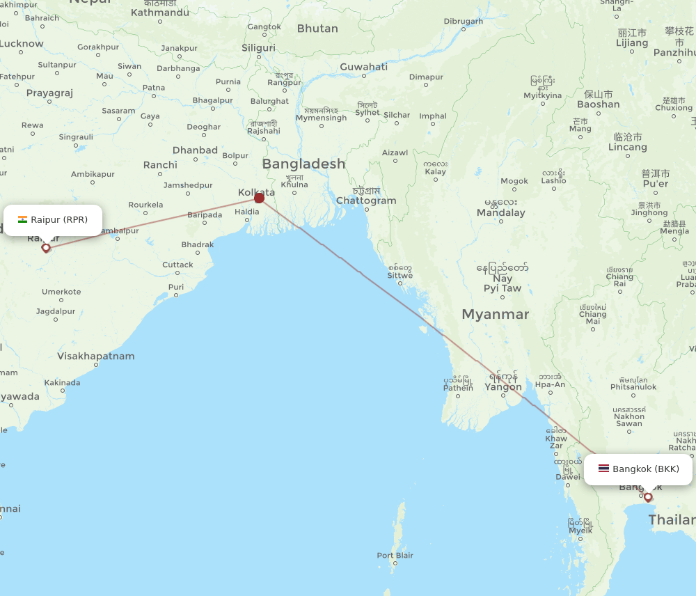 RPR to BKK flights and routes map