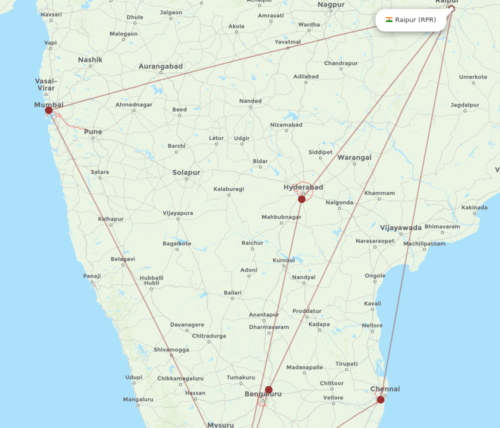 RPR to CJB flights and routes map