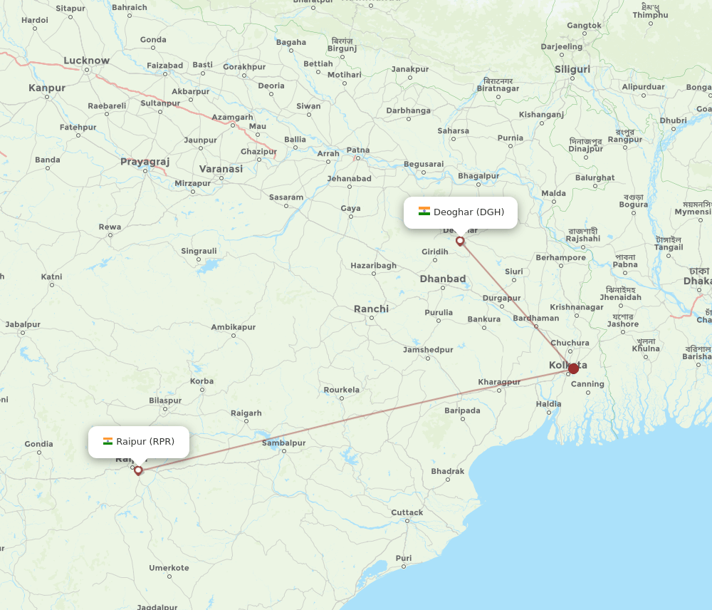 RPR-DGH flight routes