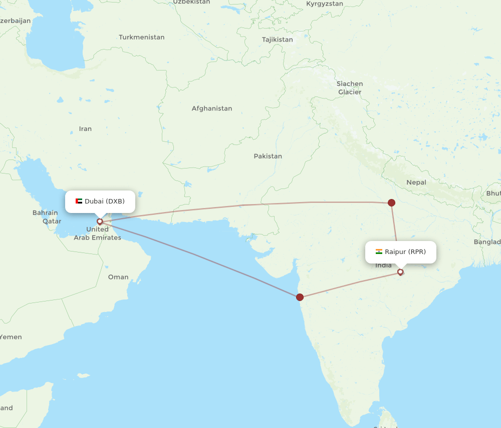 RPR-DXB flight routes