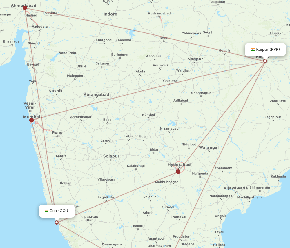 RPR to GOI flights and routes map