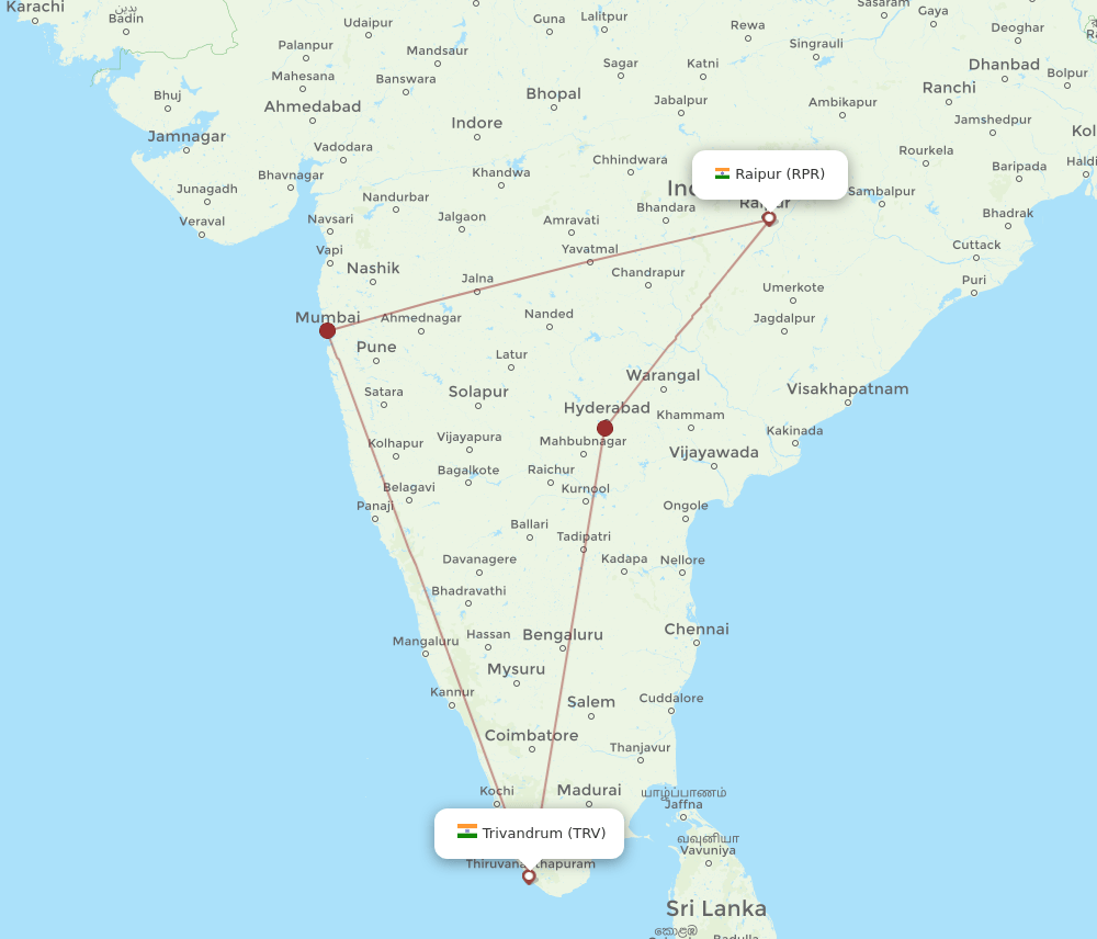 RPR-TRV flight routes