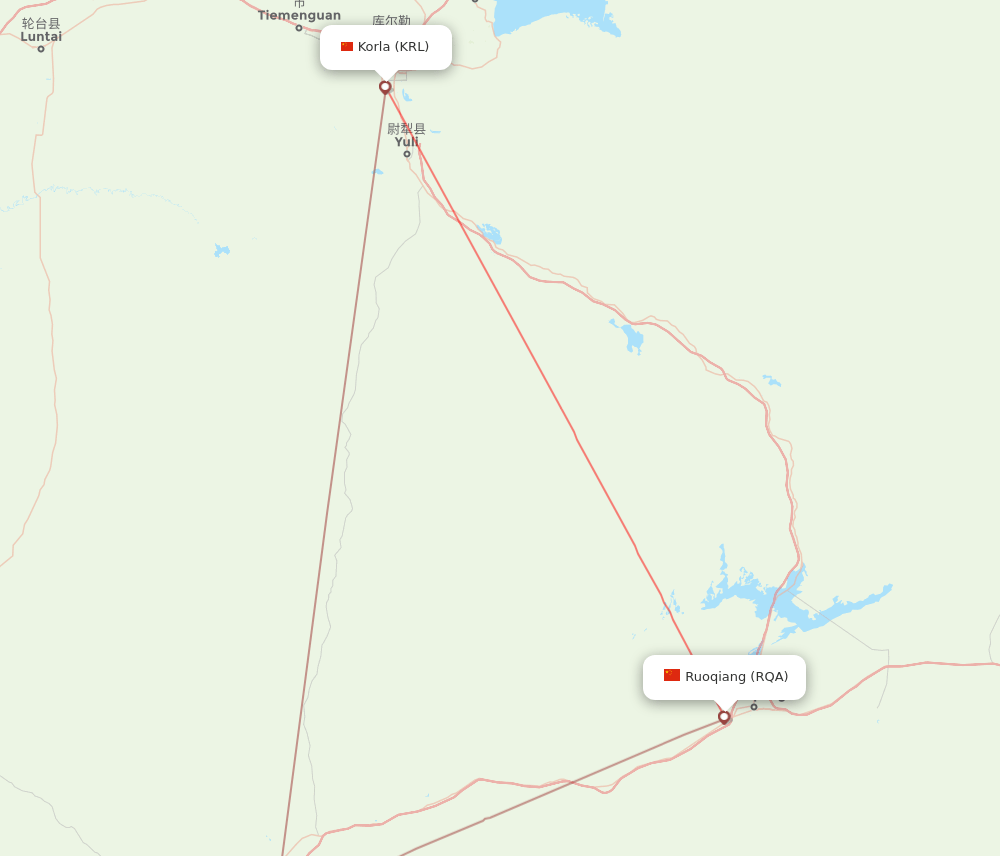 RQA to KRL flights and routes map